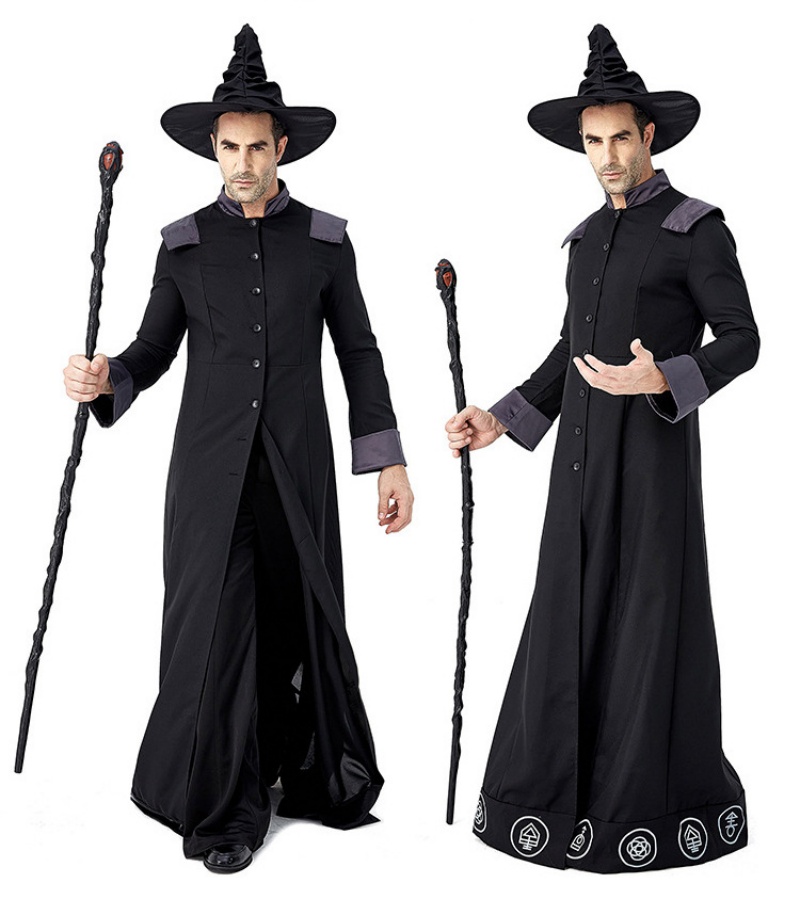 Halloween Wizard Cosplay Costumes Gothic Magic Long Robe for Party